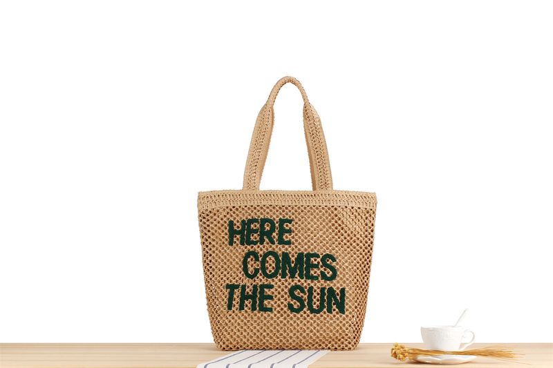Gewebte Tasche mit großer Kapazität Buchstabenmotiv, neue modische Umhängetasche für den Weg zur Arbeit, Nischen-_voghion.com