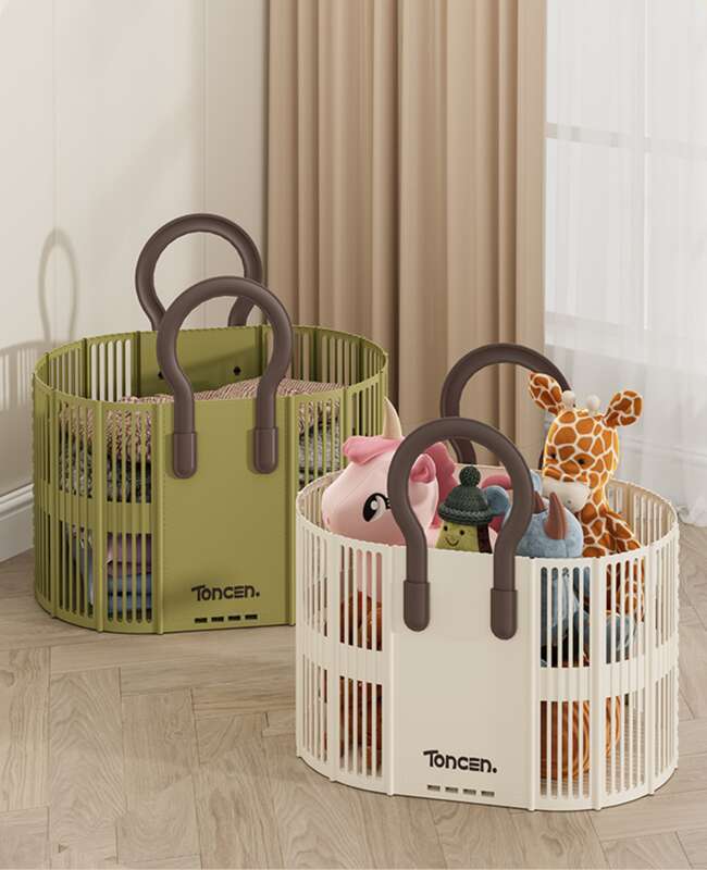 Tragbarer Toilettenkorb aus Kunststoff für den Haushalt, zusammenklappbar, große Kapazität, multifunktional, verschiedene Aufbewahrungskorb, Wäschekorb_voghion.com