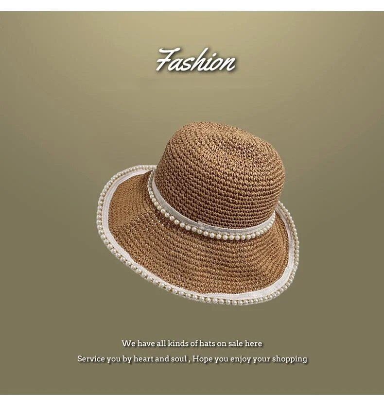 Lafite da donna, cappello da pescatore estivo con protezione solare flat top, foto da spiaggia, cappello in paglia intrecciata_voghion.com
