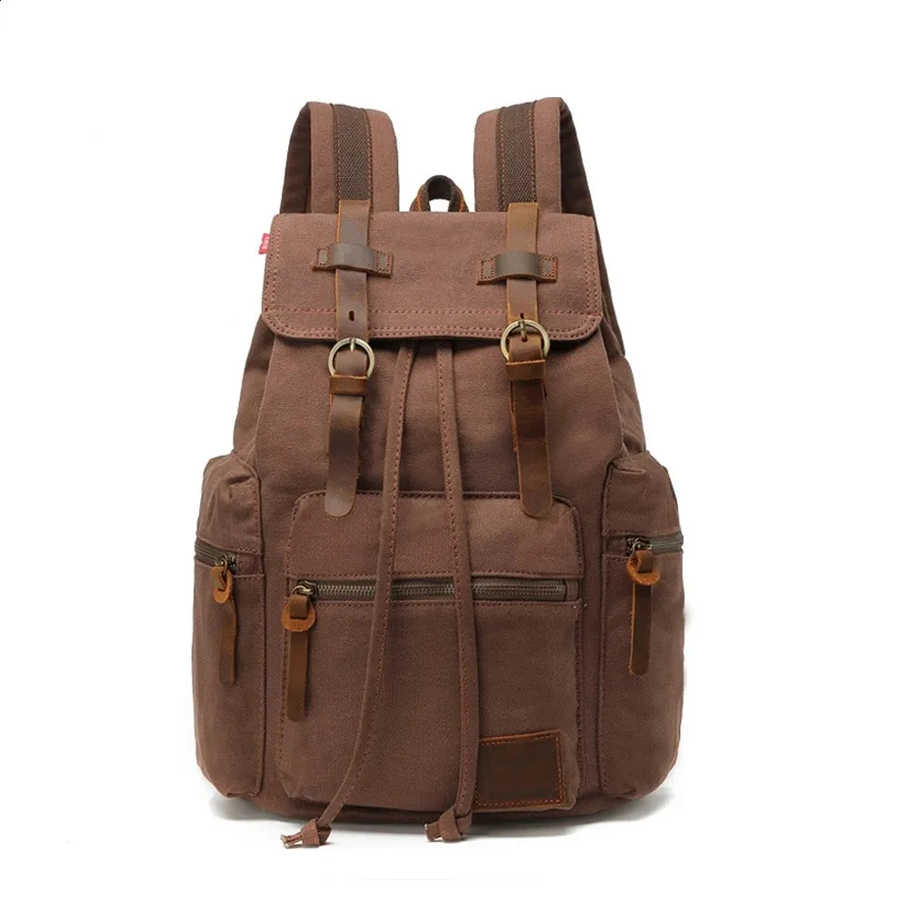 Fashion Vintage Canvas Backpack School Mens Bags Large Capacity Travel Laptop Retro Bag Drop 240730_voghion.com