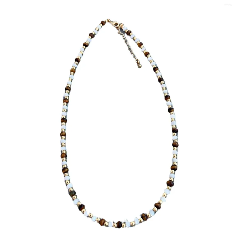 Ketten Maillard Tigerauge Perlmutt Perlen Perlen Leichte Retro Halskette Damen Nische Schlüsselbein Kette Süß Cool_voghion.com