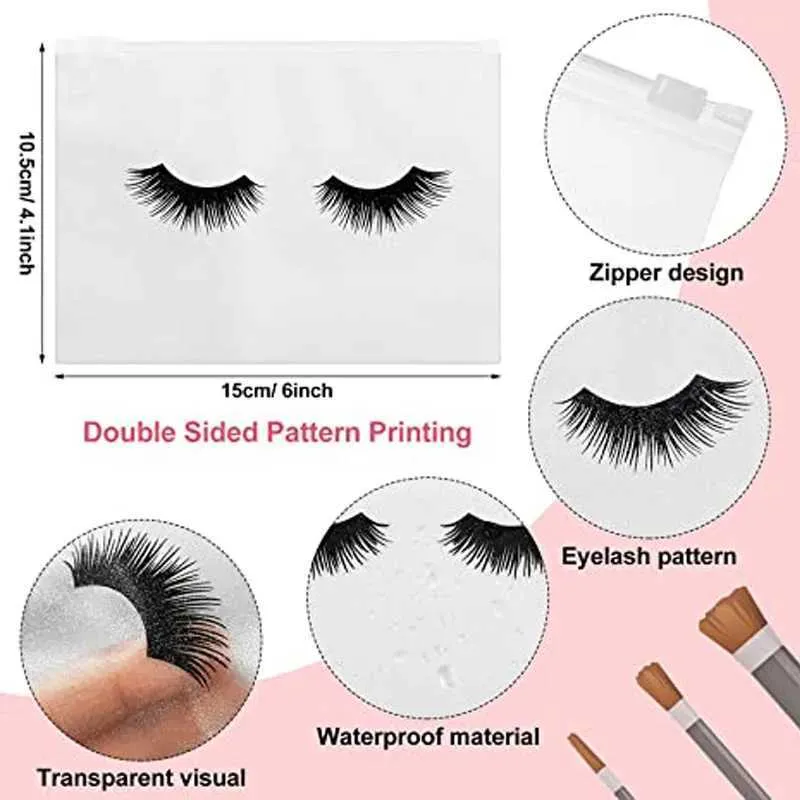 50 sacchetti per la cura delle ciglia riutilizzabili in EVA, da viaggio, in plastica, con cerniera, per il trucco Y241023_voghion.com