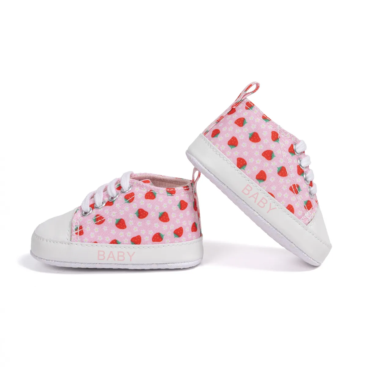 Infant Strawberry High Top Non-slip Crib Shoes For Baby Girls_voghion.com