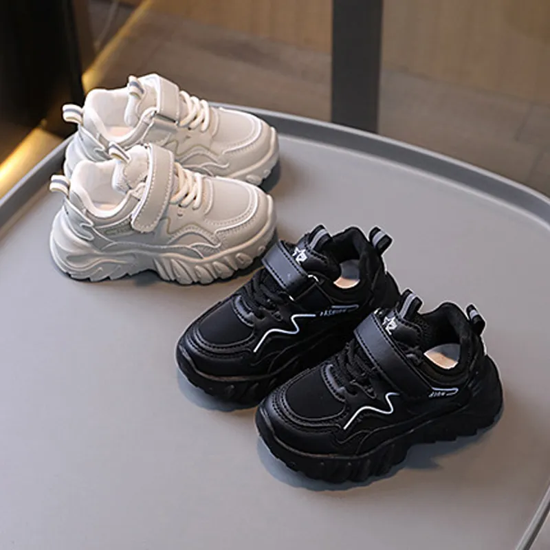 White Black Color Kids Sport Trainers for Boy Girl Fashion Non-slip Student Shoes Cutefeet Outdoor Toddler Sneakers Size_voghion.com