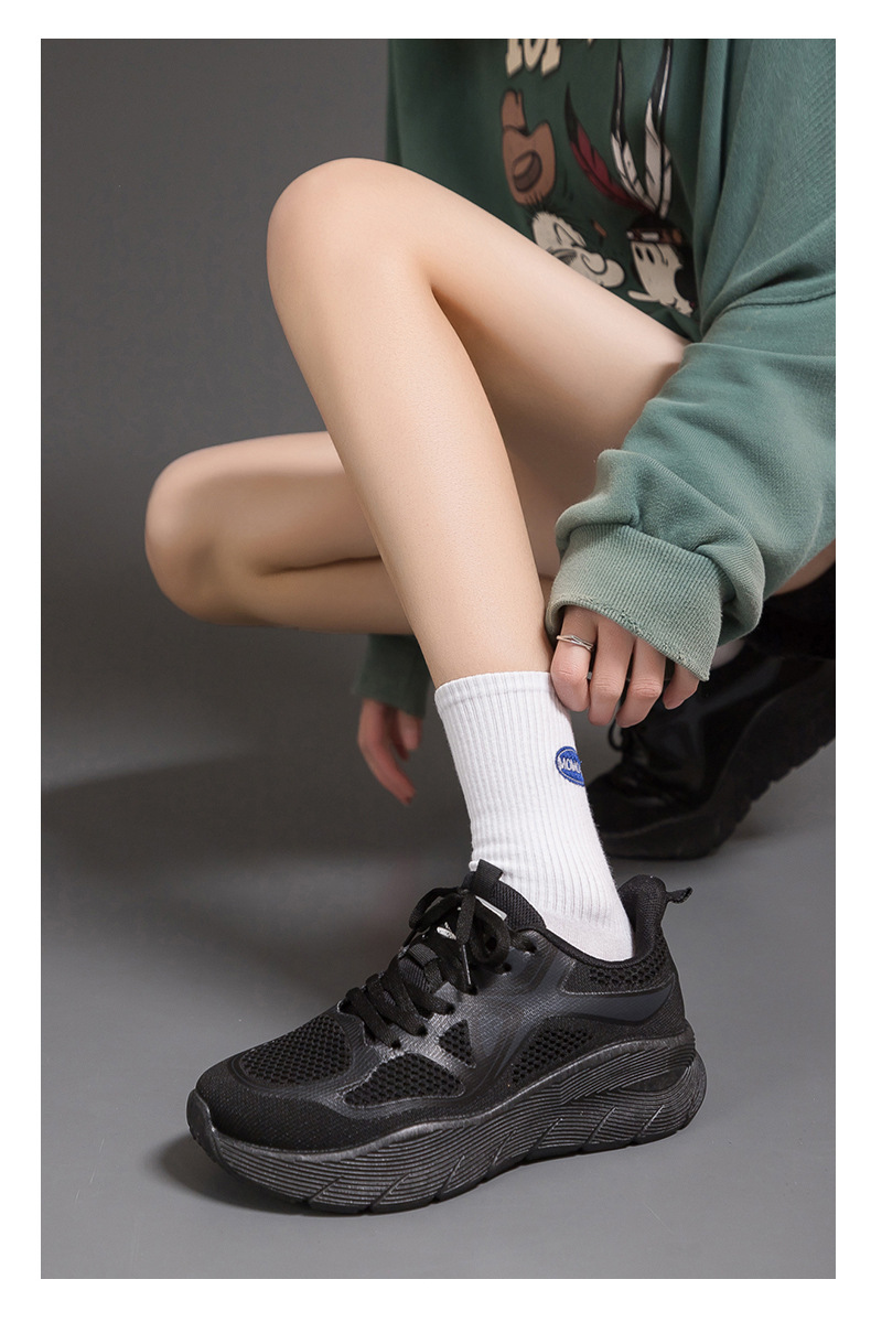 Scarpe da corsa casual piccole bianche con fondo spesso da donna, per sport primaverili_voghion.com