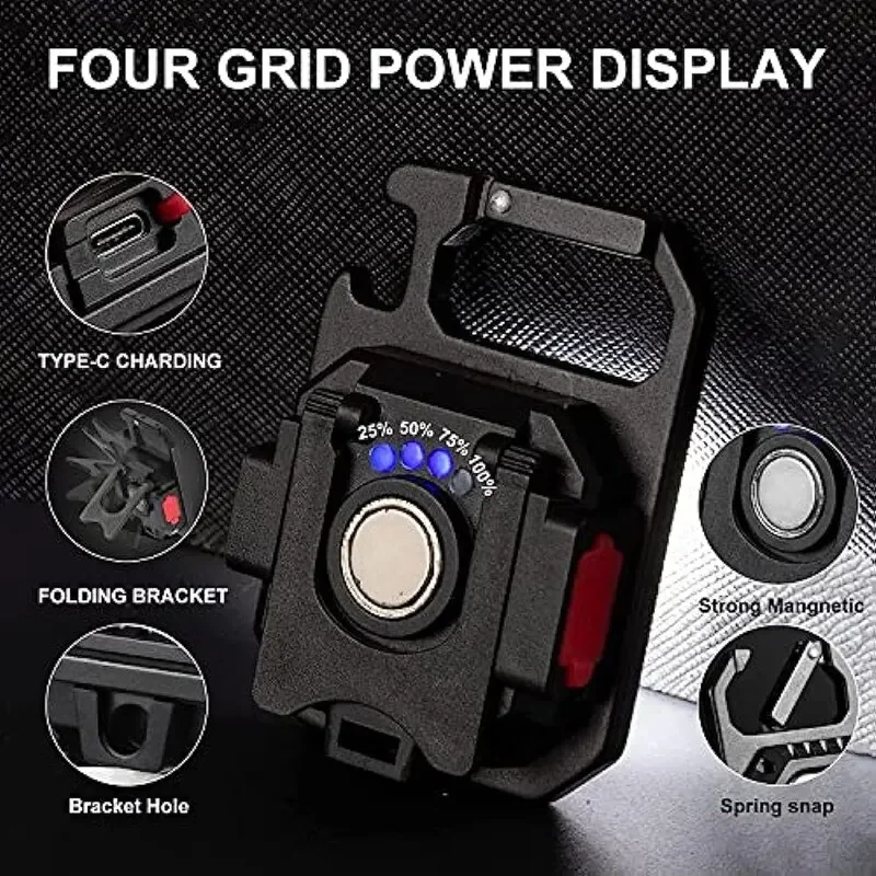 Mini lampe de poche led rechargeable avec aimant et 7 modes_voghion.com