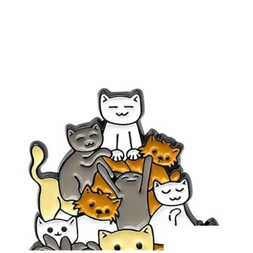 Nålar, Broscher, Tecknade Djur, Hund Katt, Nudelskål, Barn, Emaljlegering, Badge för Cowboy Ryggsäckstillbehör 636_voghion.com