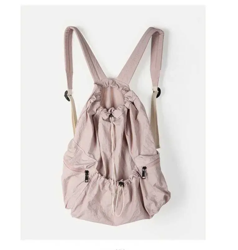 Fashionable Women's Nylon Drawstring Backpack Casual Travel Bag_voghion.com