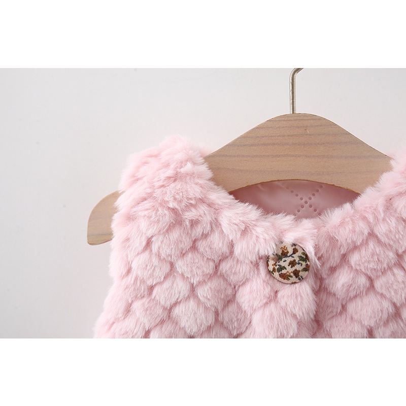 Baby Clothes for Girl Cute Flower Decorative Plush Vest with Ruffled Hem_voghion.com
