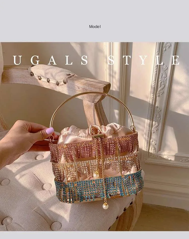 Borsa da sera donna con glitter e nappe pochette elegante_voghion.com