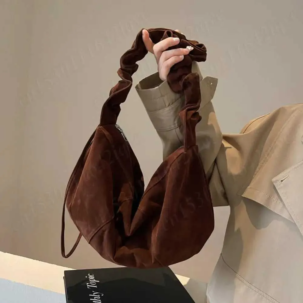 Borsa a mano piccola Hobo Tote multitasche in pelle scamosciata da donna con tracolla regolabile, borsa a mezzaluna, mini pochette a tracolla_voghion.com
