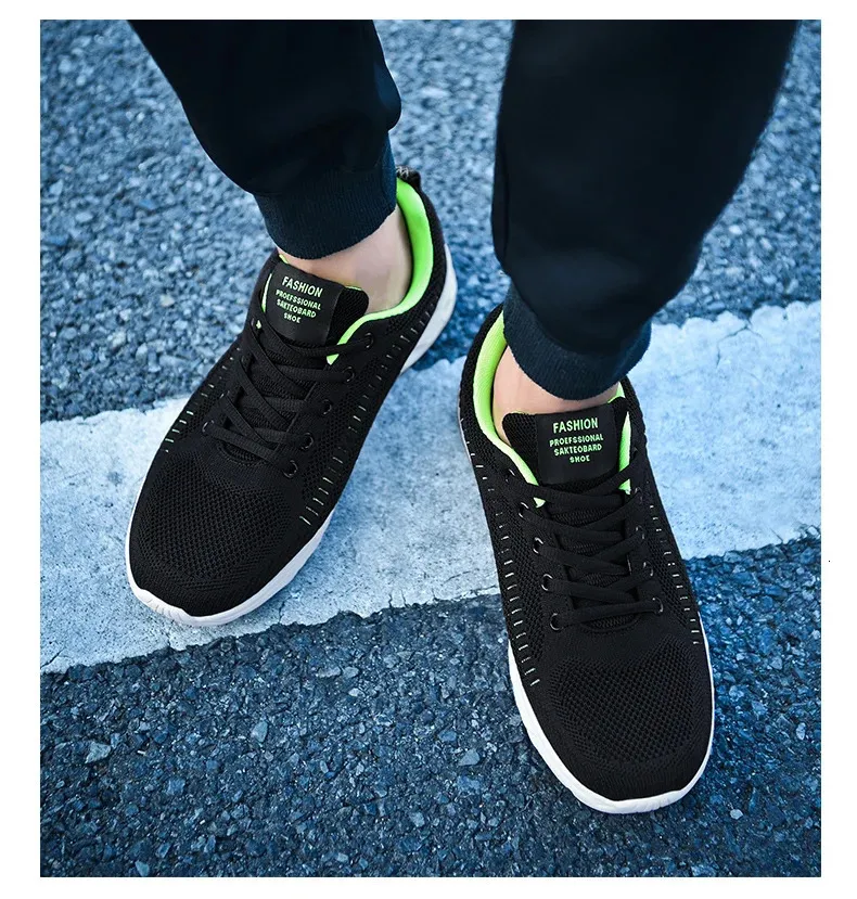 Zapatillas de deporte de punto con cordones para hombre y mujer, informales, atléticas, para correr, caminar, gimnasio, deportes al aire libre, transpirables_voghion.com