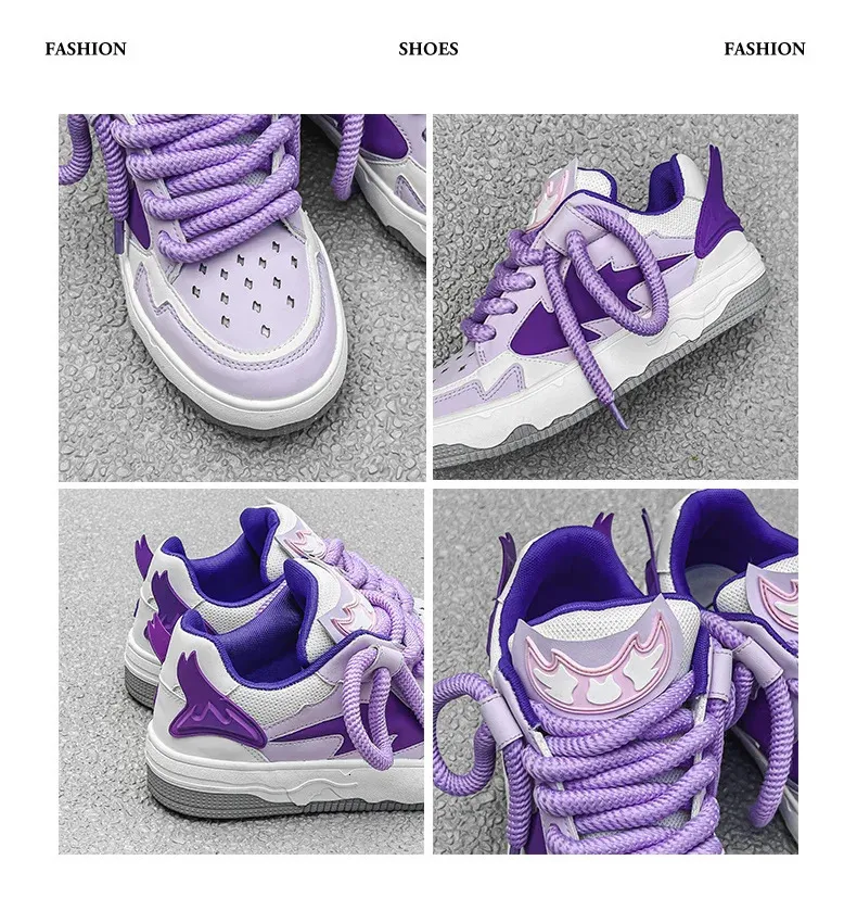 Fashion Purple Mens Skateboard Streetwear Spring Low Top Board Sneakers Man Unisex Trend Shoes Basket Homme 240704_voghion.com