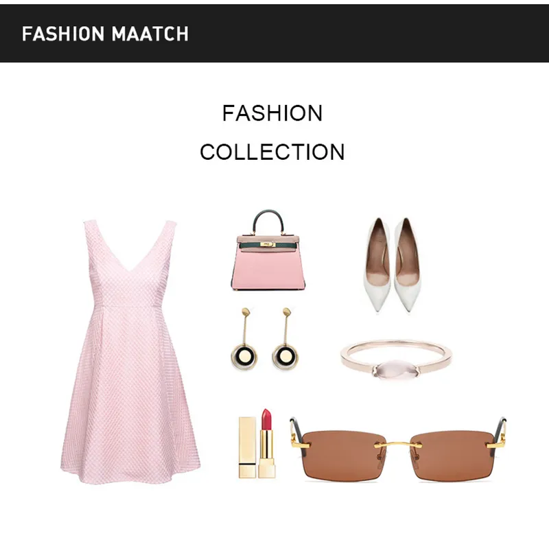 Wholesale Rimless Fashion hardware Series Sunglasses Metal driving glasses High Quality Designer UV400 rectangular shape_voghion.com