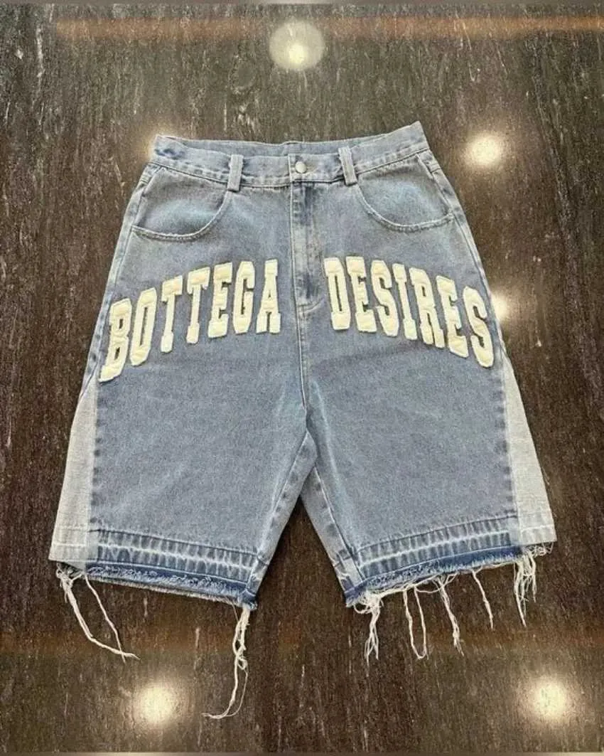 Pantaloncini in denim larghi con ricamo a motivo lettera Haruku Y2K Street da uomo, stile americano, nuova moda, gotici, a vita alta_voghion.com