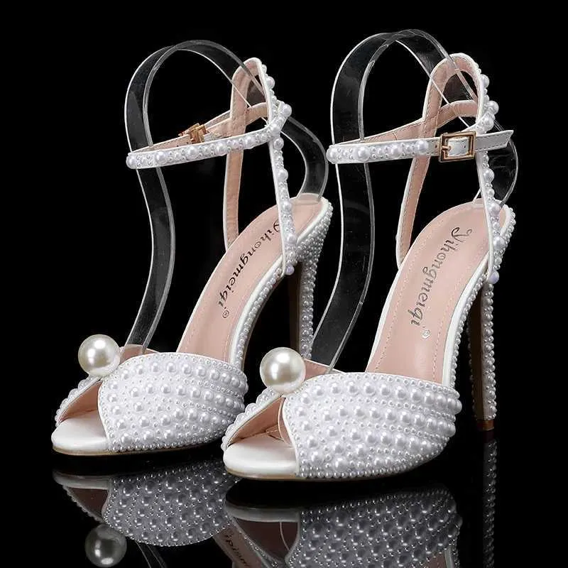 Dress 2023 Sandals Fashion Quality Wedding Shoes Womens New Pearl Studs Open Toe High Heels H240621 16_voghion.com