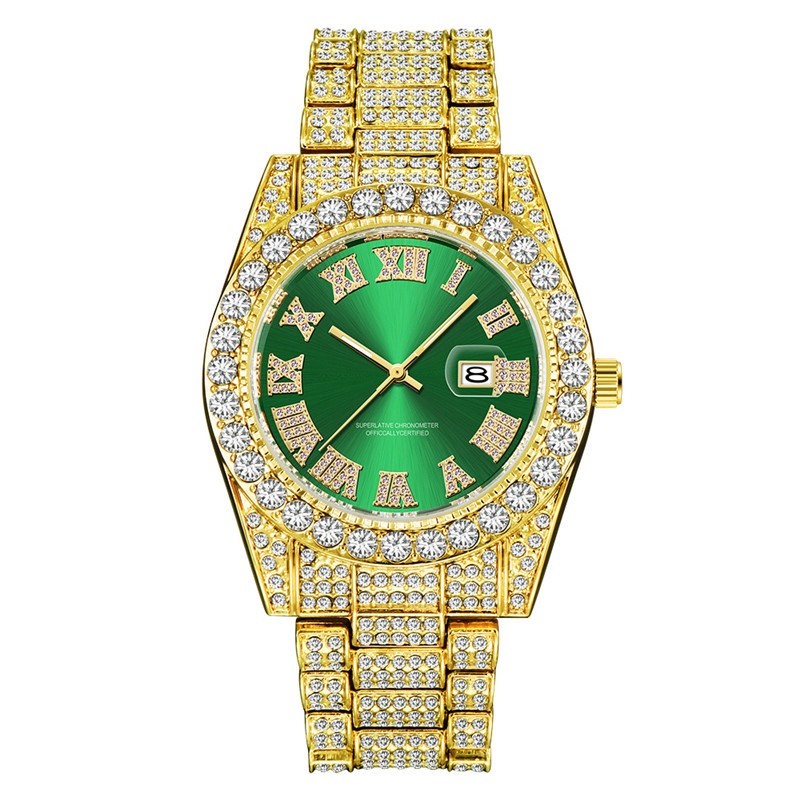 Marke Männer Gold Voller Diamant Hip Hop Datum Quarz Uhren 3582_voghion.com