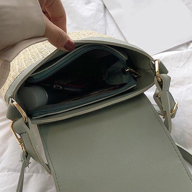 Kleine Stroh Eimer Taschen Frauen Sommer Umhängetaschen Dame Reise Geldbörsen Und Handtaschen Weibliche Schulter_voghion.com
