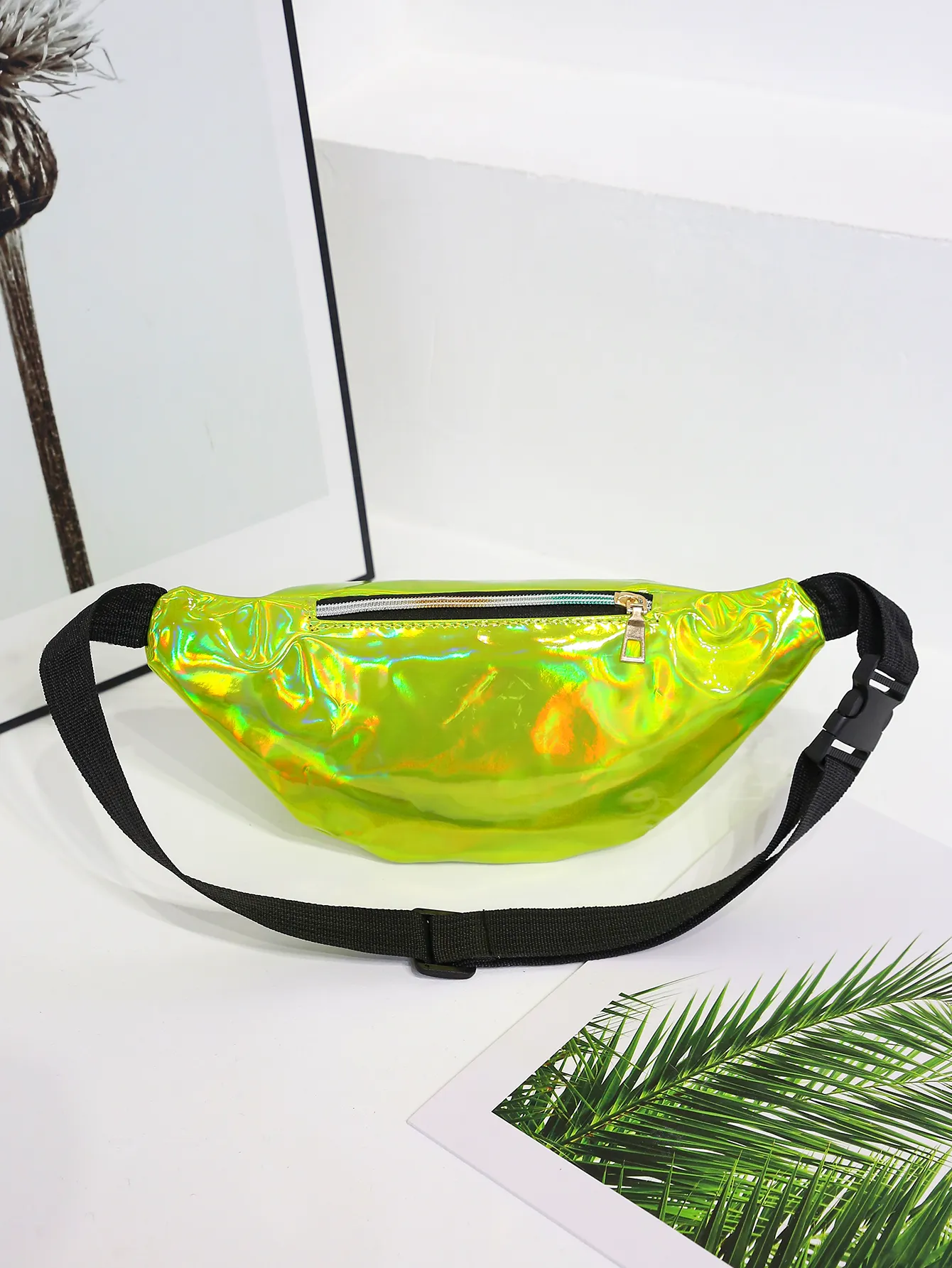 Hoographic Fanny Pack Hoogram Talia Laser PU Plaża Traver Banana Hip Bum Zip Pasy Kobiety Bet Bag Na Imprezę_voghion.com
