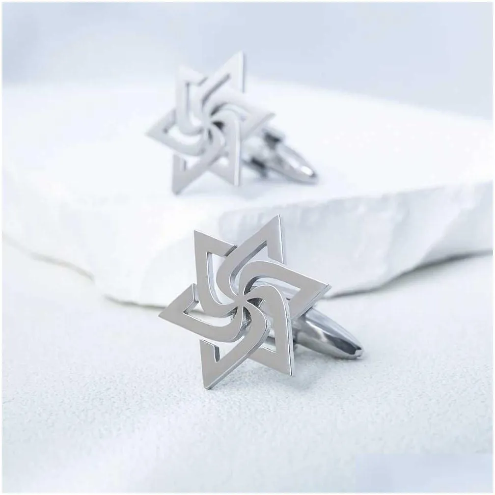 Gemelli stella a spirale da uomo in acciaio inox stile retro_voghion.com