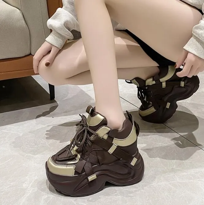Casual schoenen voor dames, warme, dikke sneakers met 10 cm hak, herfst/winter, dikke zool, gevulkaniseerd, hoog platform, leer voor dames_voghion.com