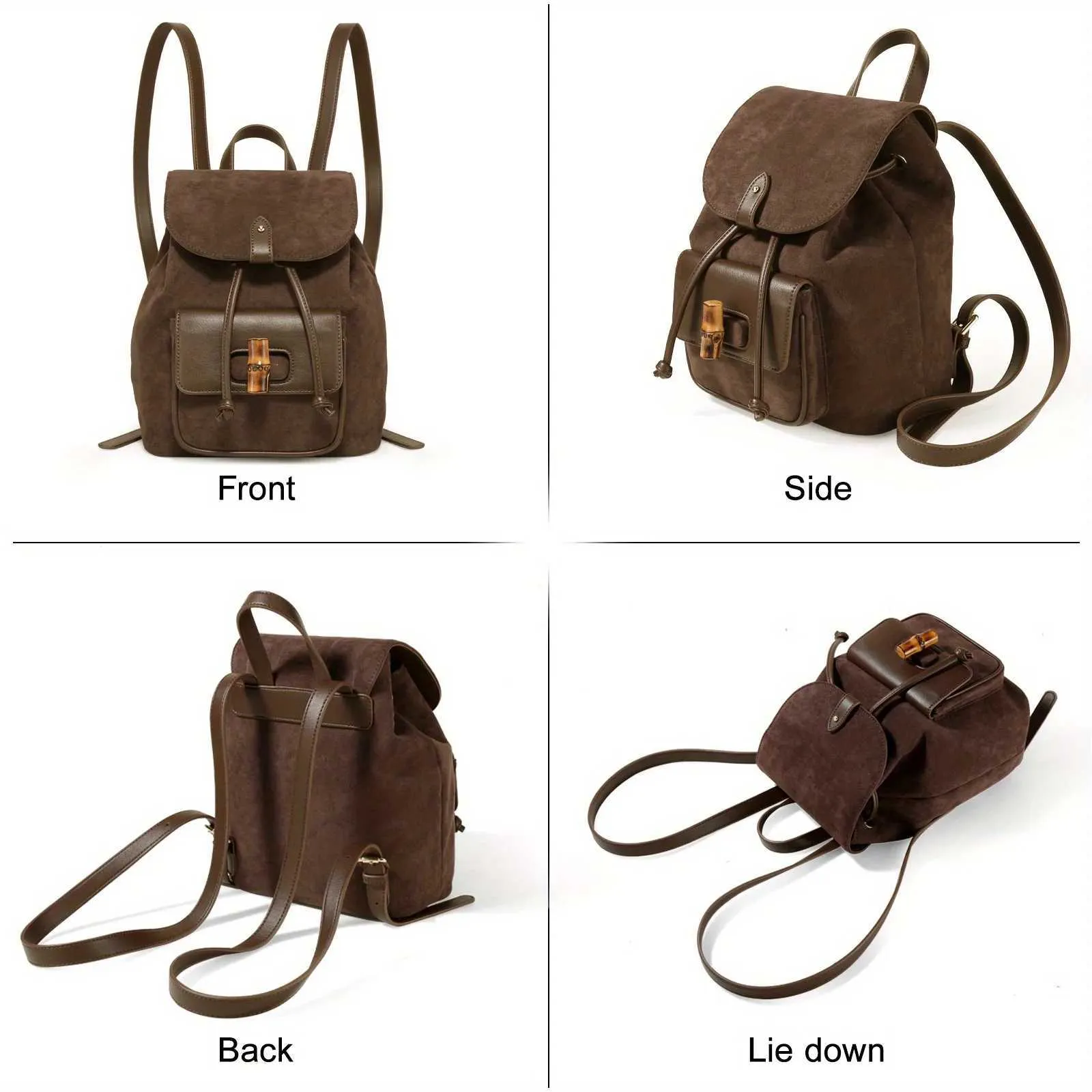 TOUTOU Damen-Rucksack, großes Fassungsvermögen, Festival-Stil, kleiner Retro-Rucksack, vielseitig einsetzbar, Nische, Schulrucksack, 241107_voghion.com