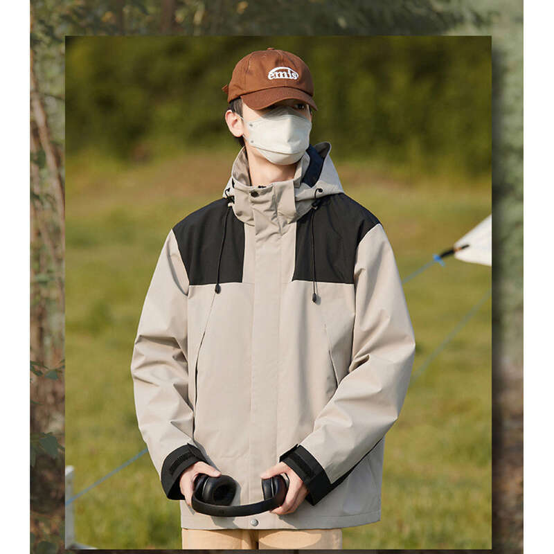 Spring Autumn New Outdoor Splicing Color Contrast For Couples, Windproof, Waterproof, Loose, Thin, Men's And Women's_voghion.com