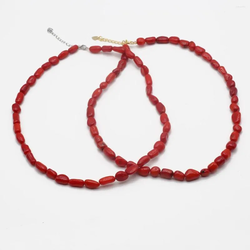 Catene da donna forma irregolare collana di perline di corallo rosso energia Reiki gioielli per fai da te creazione braccialetto artigianato regalo 1 pz_voghion.com