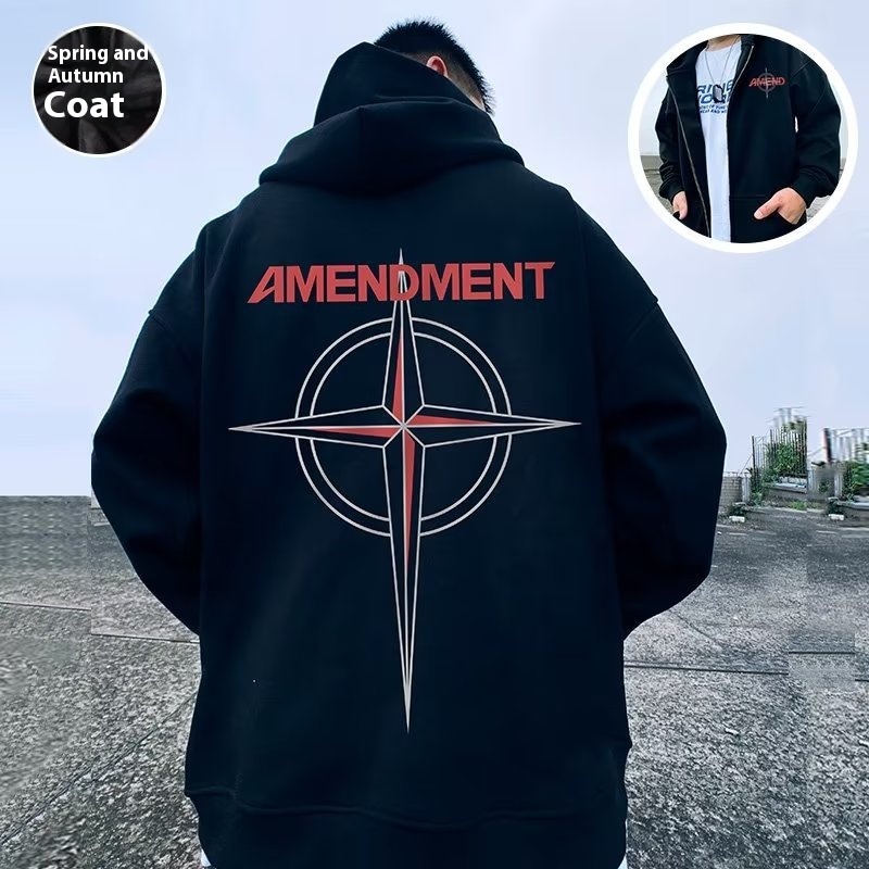 Plāns, vīriešu kapuci, brīva, moderna zīmola, liela izmēra, plus izmēra kardiganjaka pavasarī un rudenī, 8XL_voghion.com