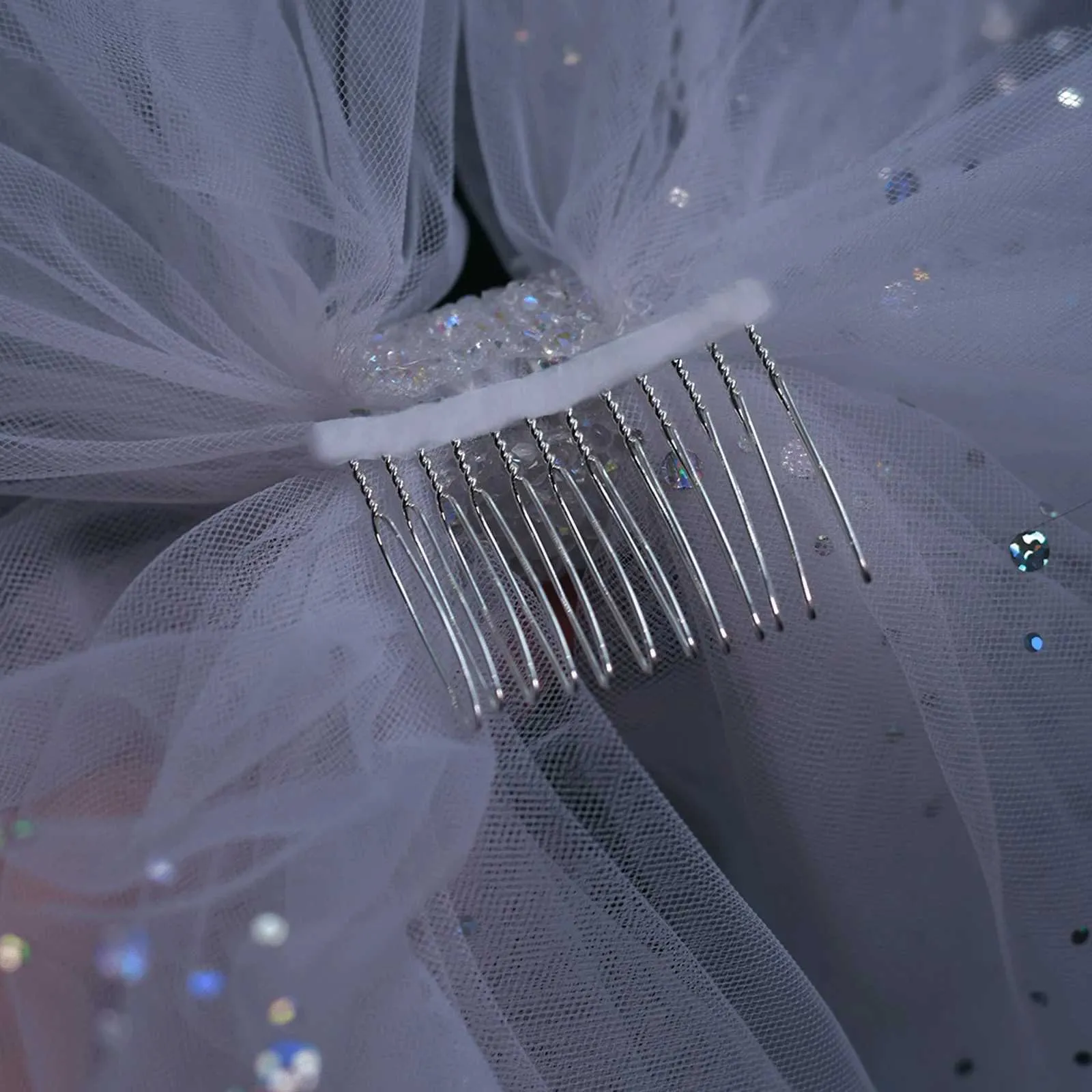 Jewelry Short Bridal Bow Wedding With Hair Comb Sparking Soft Veil For Bride Flower Girl Bachelorette Party Accessories_voghion.com