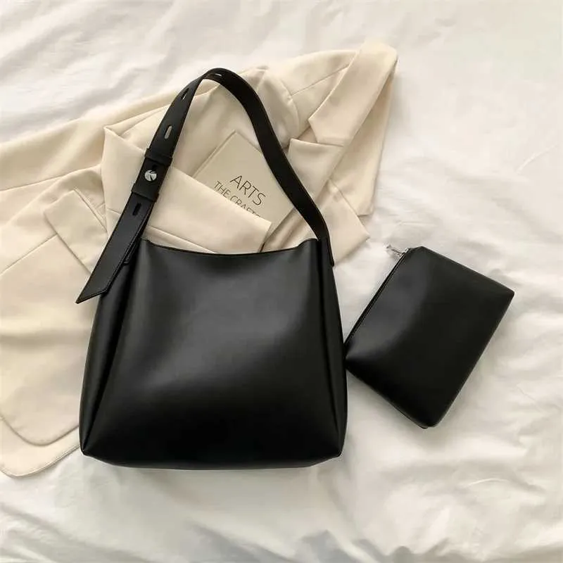 Sac à main et portefeuille en cuir tendance 2024 pour femme, simple, grande capacité, bandoulière, Y241011_voghion.com