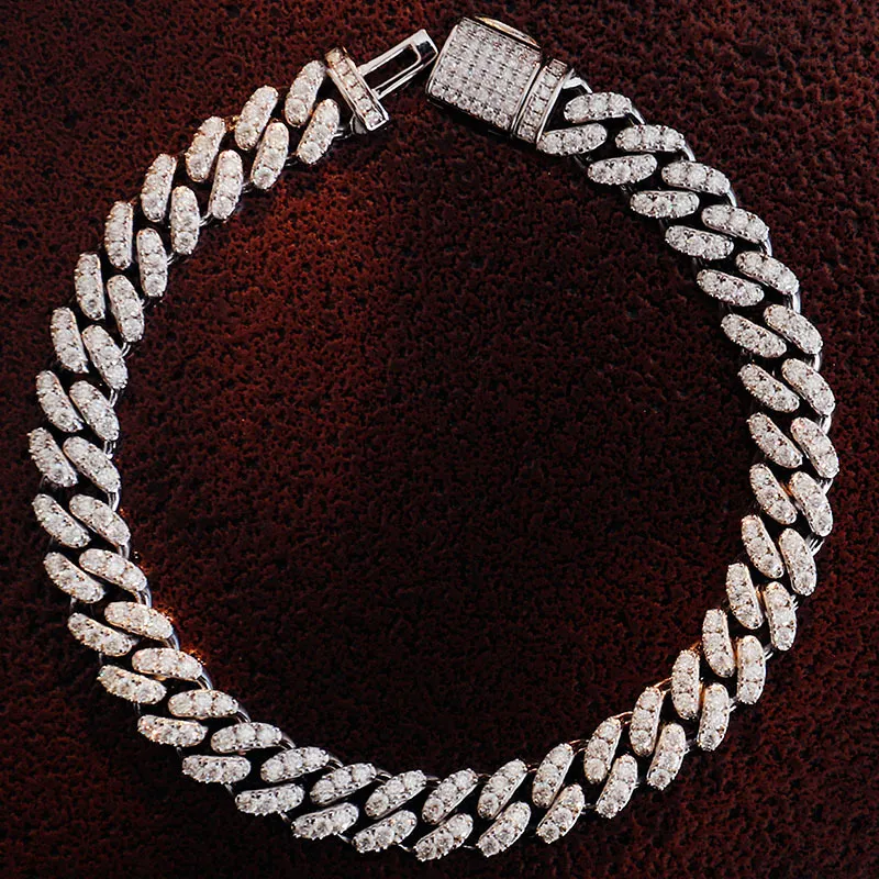 Colier placat cu aur, 20 mm, cu lanț cubanez și moissanit, vânzare fierbinte_voghion.com