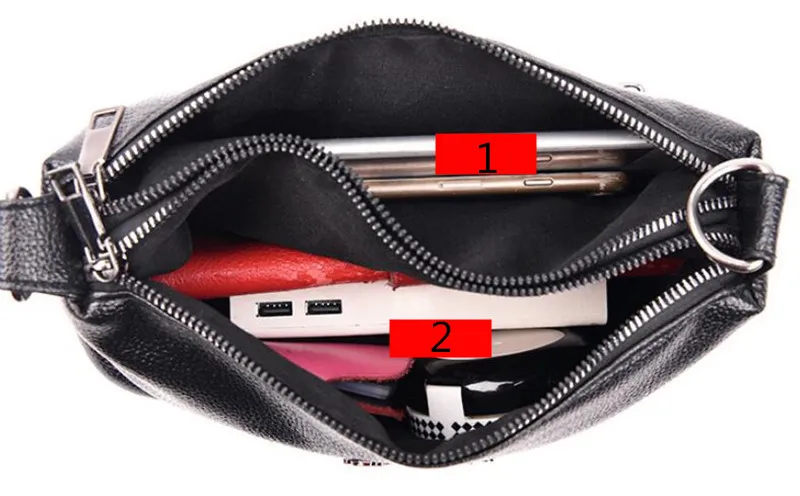 Borsa a tracolla da donna in morbida pelle PU con doppia tasca Yogodlns, con due tracolle, nera_voghion.com