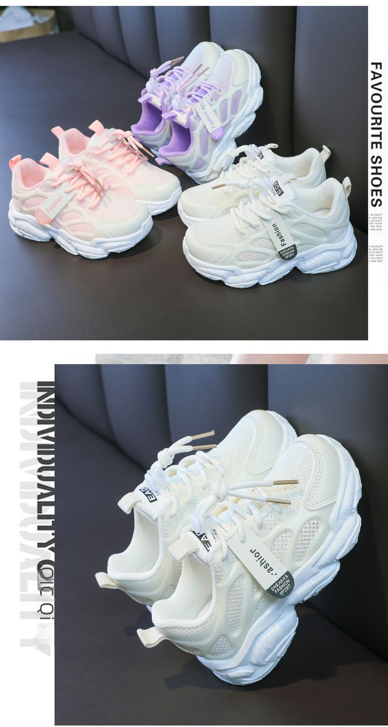 Girls Mesh Sneakers Breathable Torre 2023 New Fashion Children's Shoes_voghion.com