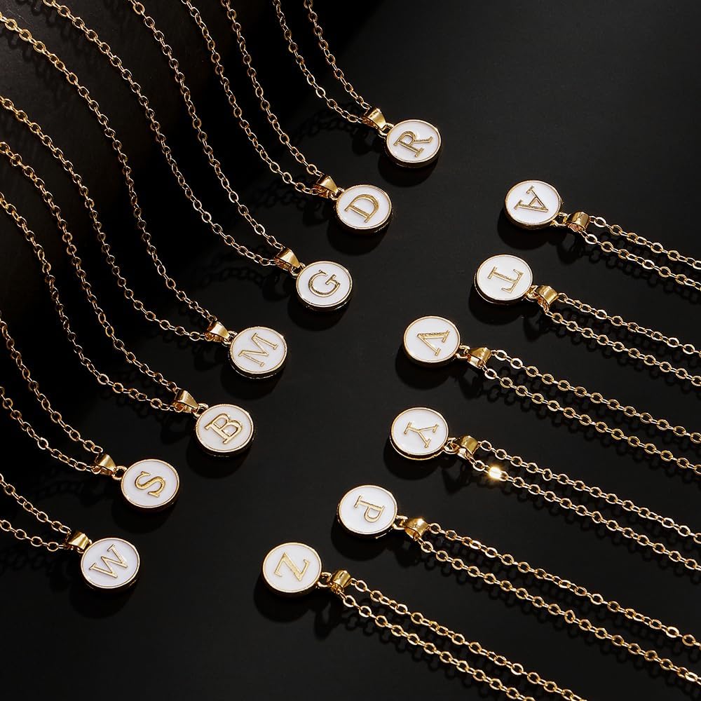 Collier avec initiale KISS WIFE, pendentif en forme de pièce de monnaie de A à Z, monogramme personnalisé, lettre de nom, femmes, adolescentes, émail double face_voghion.com