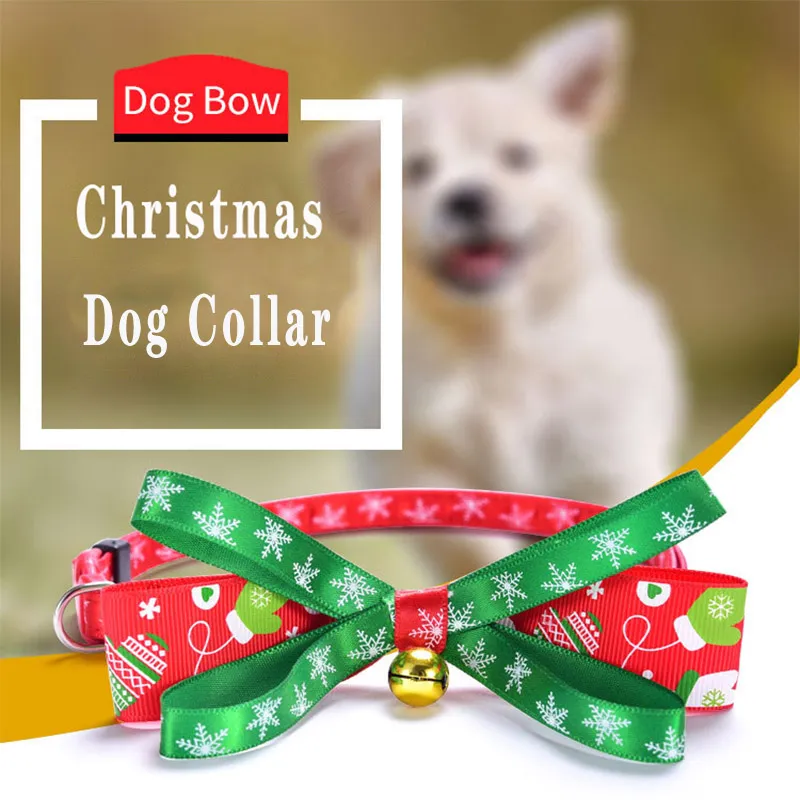 Collier pour chat de noël avec nœud papillon doré et argenté_voghion.com