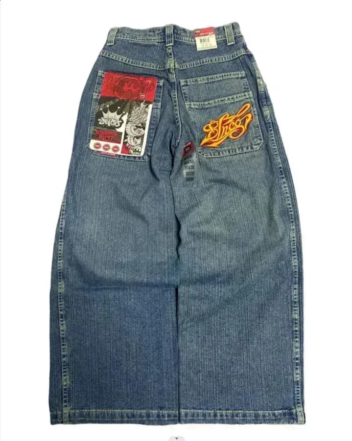 Y2K Haruku Hip Hop Bet Embroidered Vintage Bagged Jeans Denim Pants Mens Gothic High Waist Wide Trousers 240819_mkmklike.com