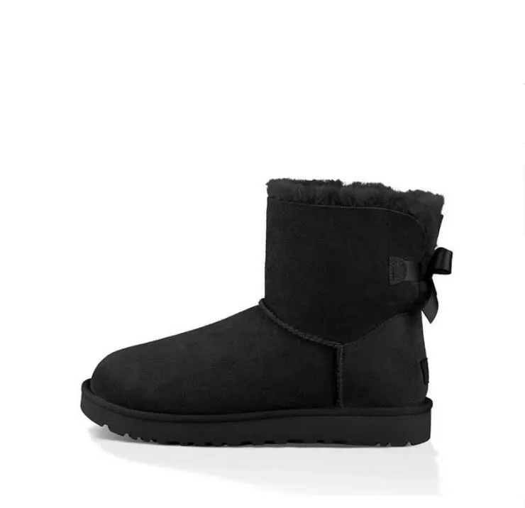 winter designer boots girl classic s women snow boot ankle short bow mini fur black chesut pink Bowtie womens shoes size_voghion.com