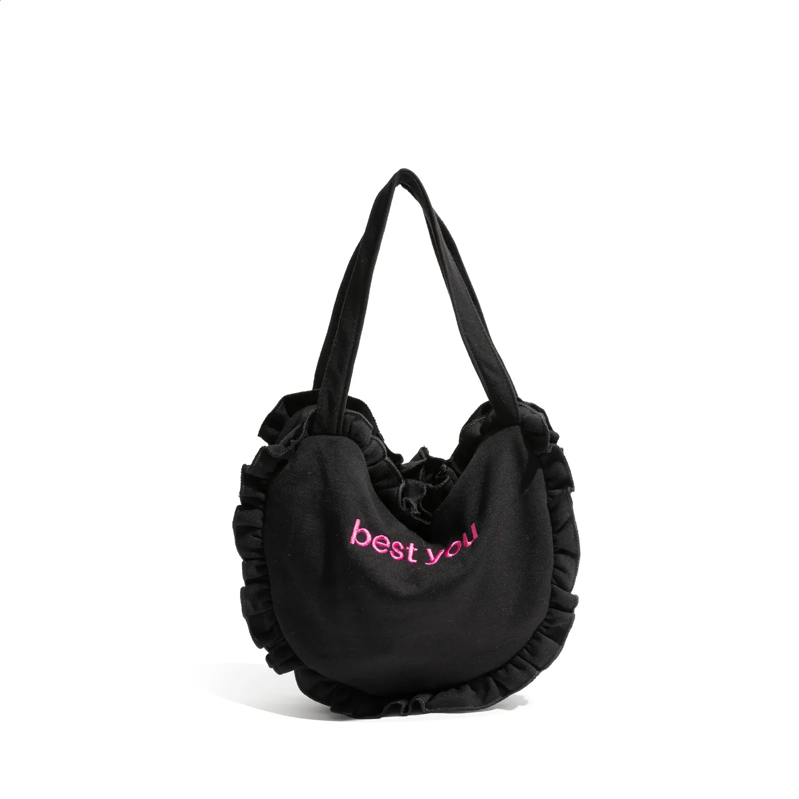 MABULA Mode Einzigartige Herzform Tote Handtasche Baumwollstoff Kleine Telefon Geldbörse Brief Stickerei Damen Einfache Schulter_voghion.com