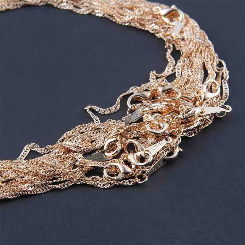 60 pezzi alla moda in lega con catena a onda d'acqua, collane da donna per la creazione di gioielli, accessori fai da te, argento, oro rosa_voghion.com