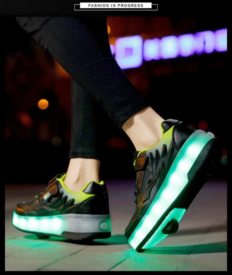 Roller Skate Αγόρια Κορίτσια Φώτα που αναβοσβήνουν Παπούτσια με ρολό με δύο τροχούς Led Light φωτεινά αθλητικά παπούτσια εξωτερικού χώρου Casual Παιδικά_voghion.com