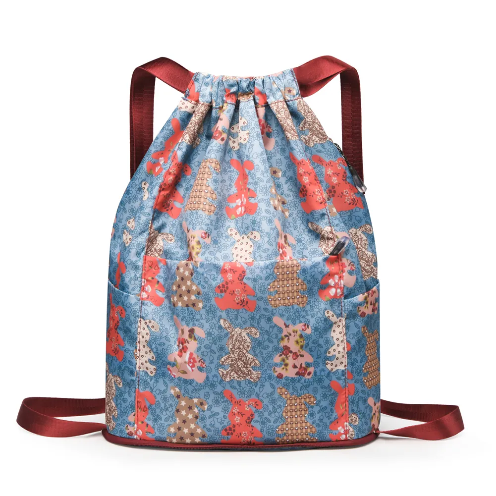 Drawstring Casual Waterproof Unisex Sports Double Shoulder Backpack Gym Dry-wet Separation Schoolbag Laptop Bookbag_voghion.com