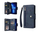 Zip Flip Card Wallet Phone Case For IPhone 12 Pro Max-Navy Blue_voghion.com