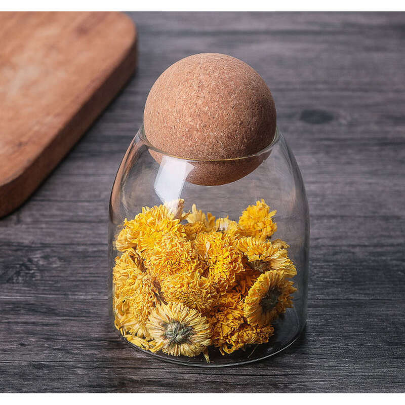 Cork Ball Stopper Bottle, Tea Glass Transparent Coffee Bean Sealed Can, Food Grade Large_voghion.com