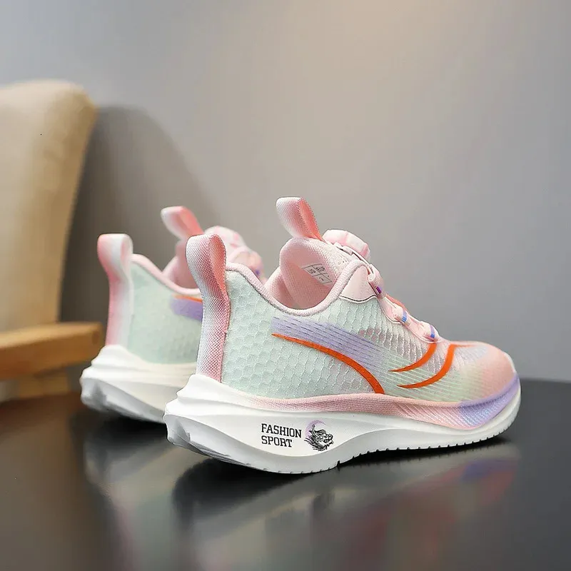 Childrens Rotating Button Running Shoes Breathable Sports Sneakers_voghion.com