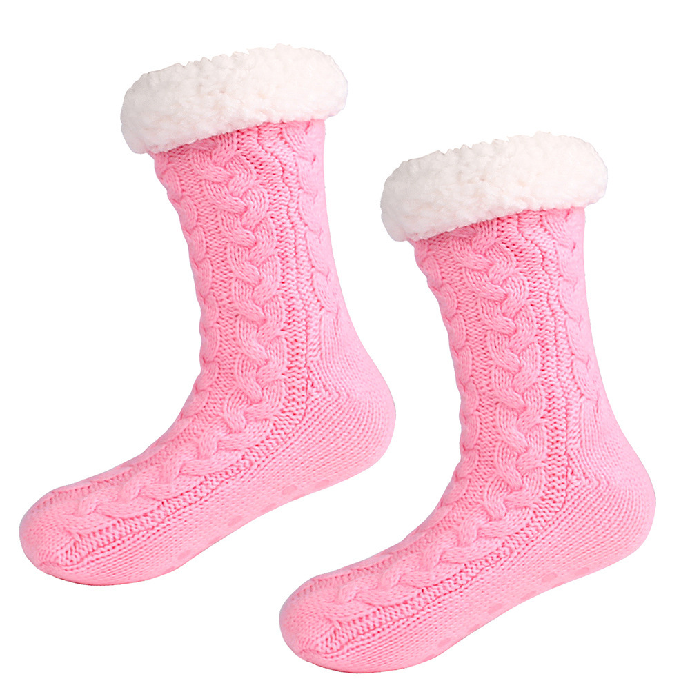Lillian Autumn Winter Fleece-Lined Warm Christmas Socks With Anti-Slip Sole For Home Floor Popular Cross-Border Slippers Socks,_voghion.com