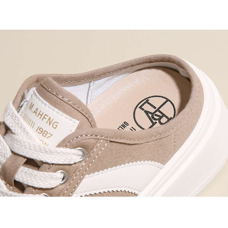 Women's Canvas Half Trailers College Style Hundred Casual Loafers_voghion.com