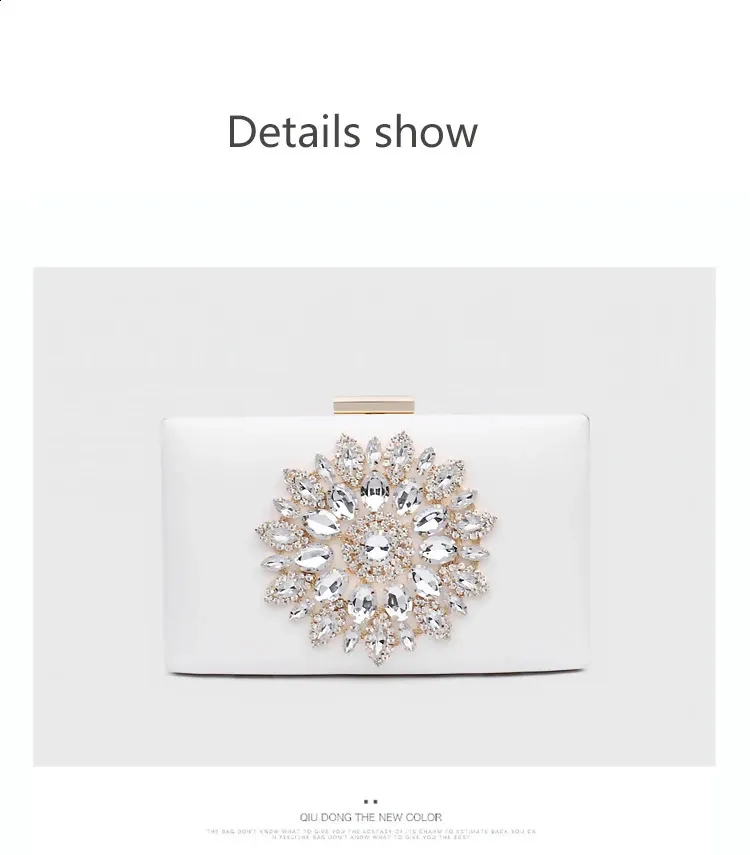 Borsa bianca da sposa pochette da sera da sposa cristallo estate per le donne piccole borse a tracolla 240819_voghion.com