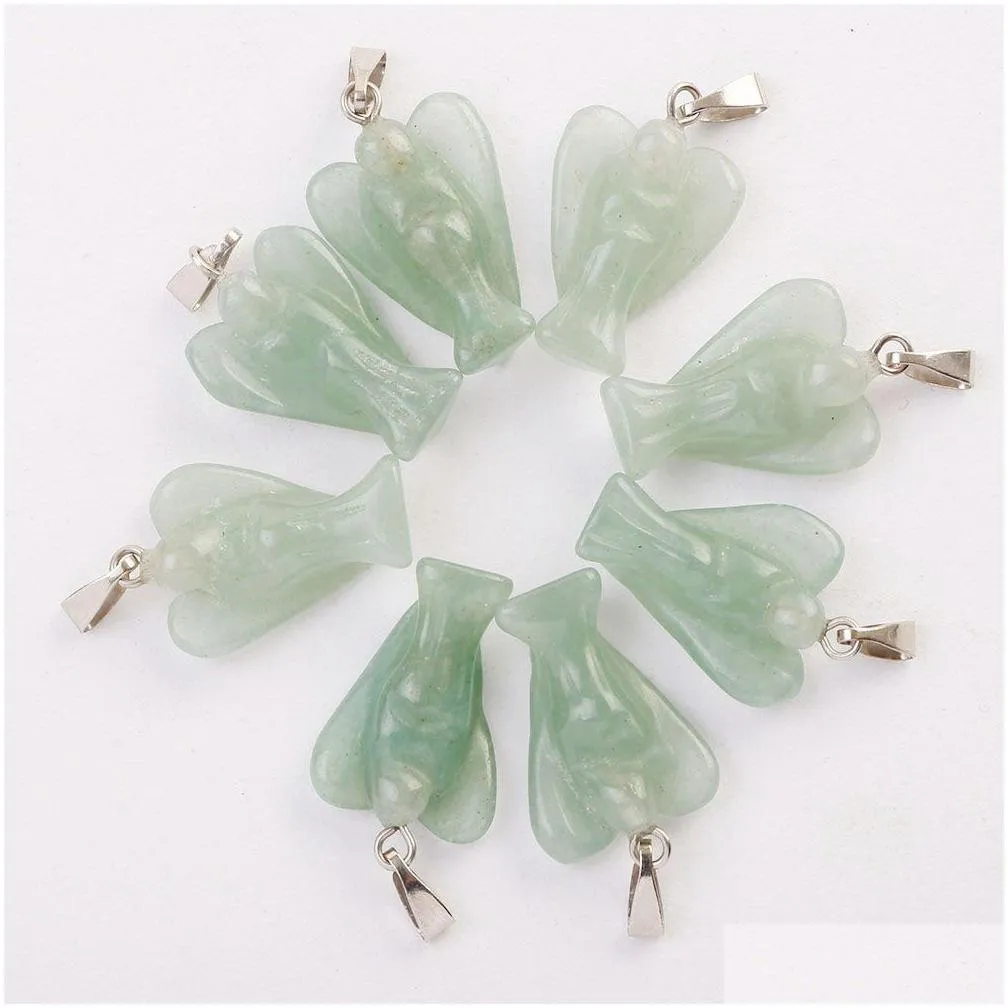 Halsketten-Anhänger, Engel-Anhänger aus Naturstein, schöne Farbmischung, Kristallanhänger, 15 x 20 mm, DIY-Schmuckherstellung für Frauen_voghion.com