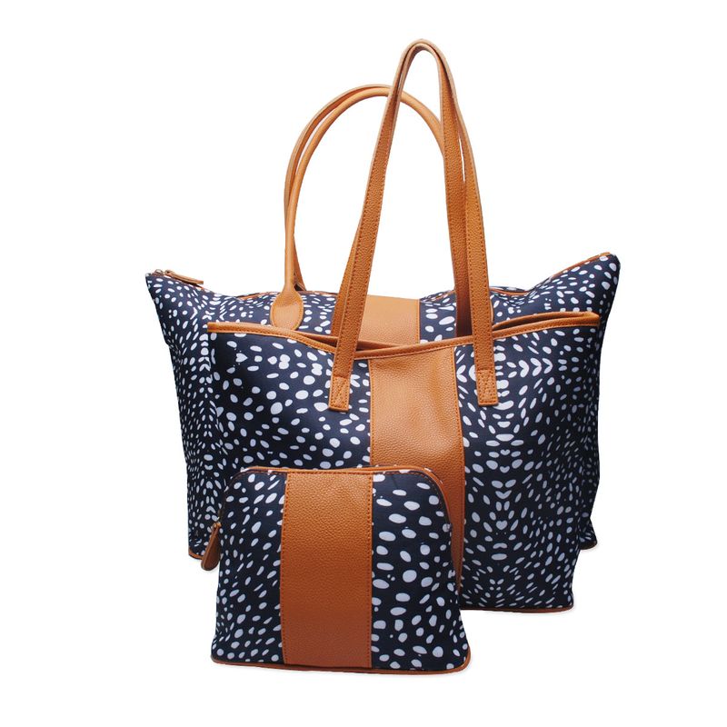 Große Kapazität, schwarze, leuchtende Leopardenmuster, dreiteilige Reisetasche, modische Urlaubsgepäcktasche, tragbare_voghion.com